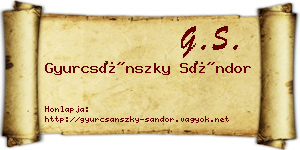 Gyurcsánszky Sándor névjegykártya